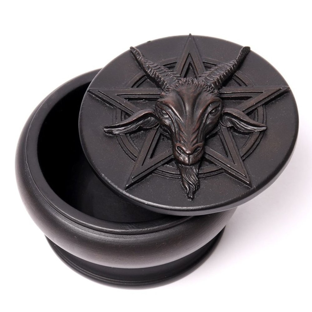 DISCONTINUED!!!  Alchemy Gothic Baphomet Goat Diety Resin Trinket Box NIB